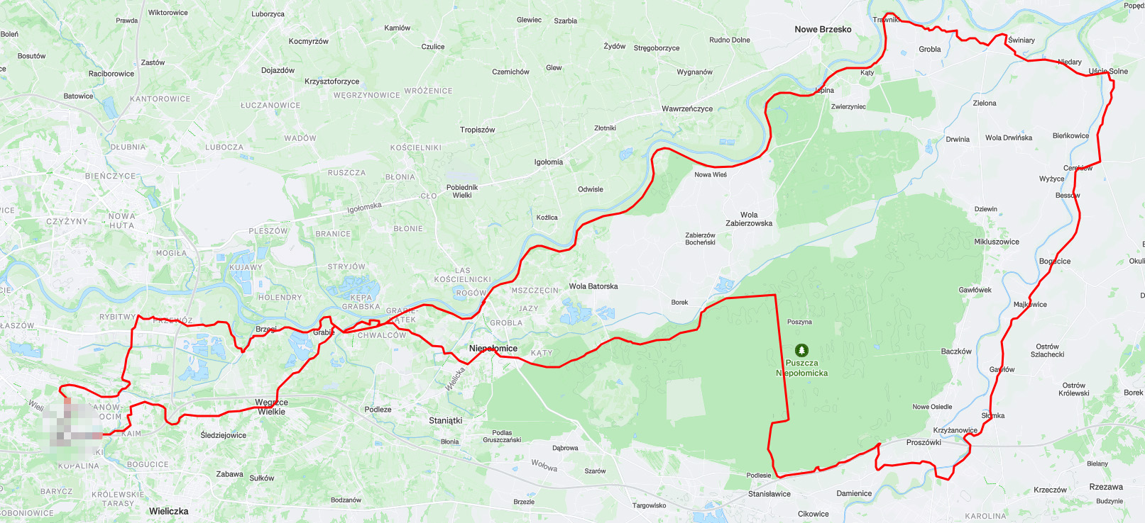 Kliknij, aby powiększyć Dzisiejsza trasa.